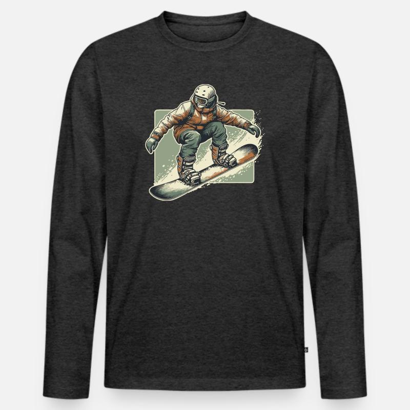 Snowboarder - Männer Premium Bio Langarmshirt - Anthrazit meliert