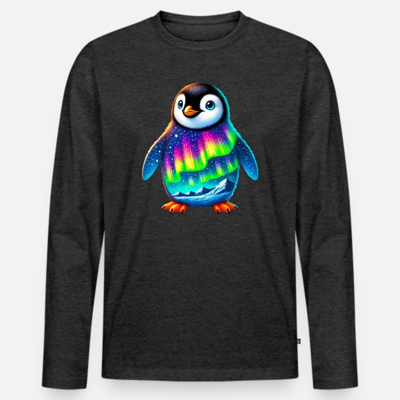 Pinguin - Männer Premium Bio Langarmshirt - Anthrazit meliert