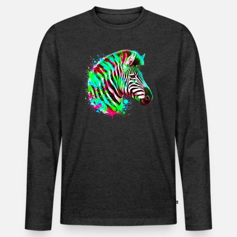 Zebra - Männer Premium Bio Langarmshirt - Anthrazit meliert