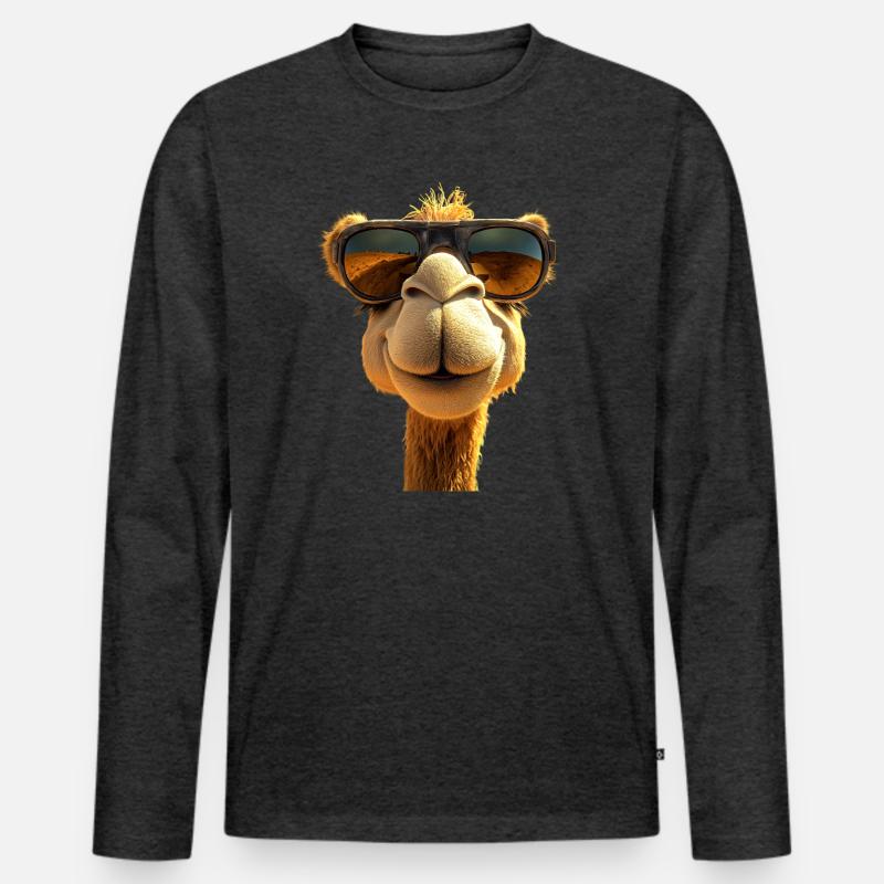 Kamel Dromedar Trampeltier Camel Geschenk Kamele - Männer Premium Bio Langarmshirt - Anthrazit meliert