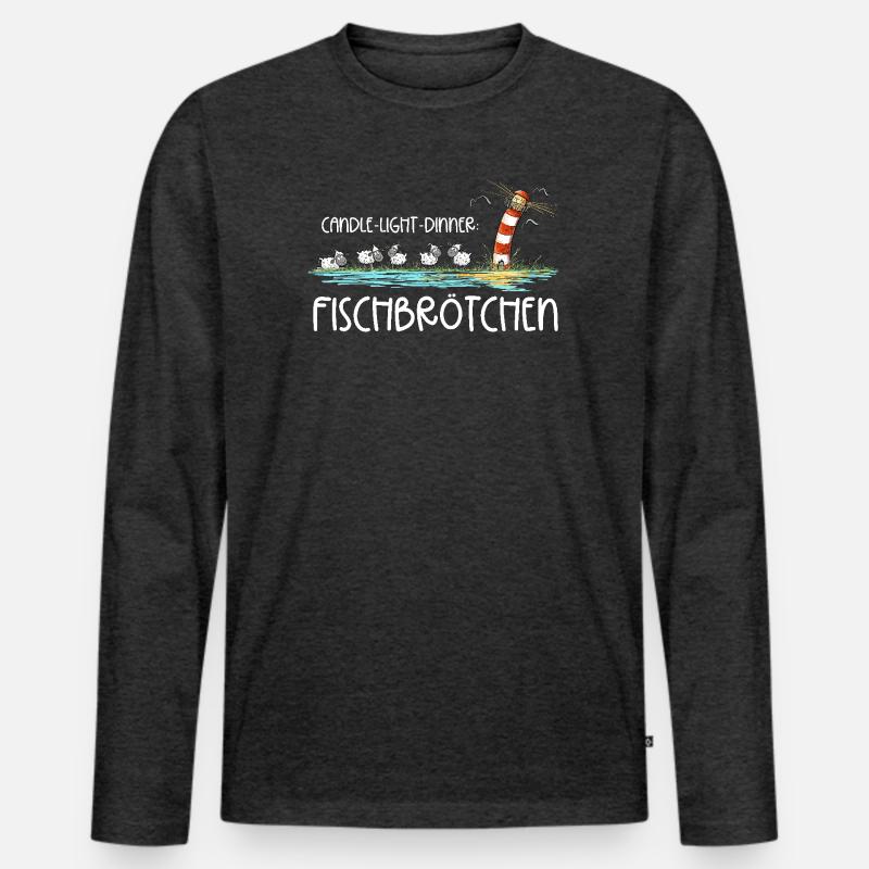 Candle Light Dinner Fischbrötchen Meer Spruch - Männer Premium Bio Langarmshirt - Anthrazit meliert