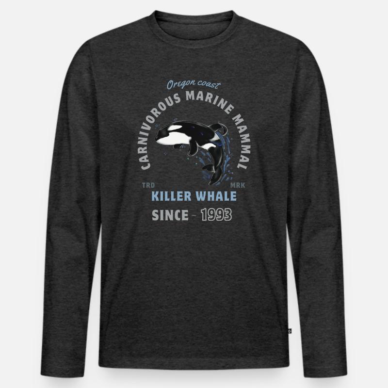 Orca Tier Meeressäuger - Schwertwal - Männer Premium Bio Langarmshirt - Anthrazit meliert