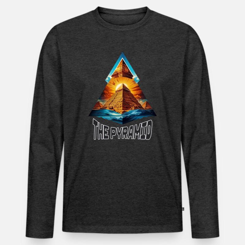 Die Pyramide - Männer Premium Bio Langarmshirt - Anthrazit meliert