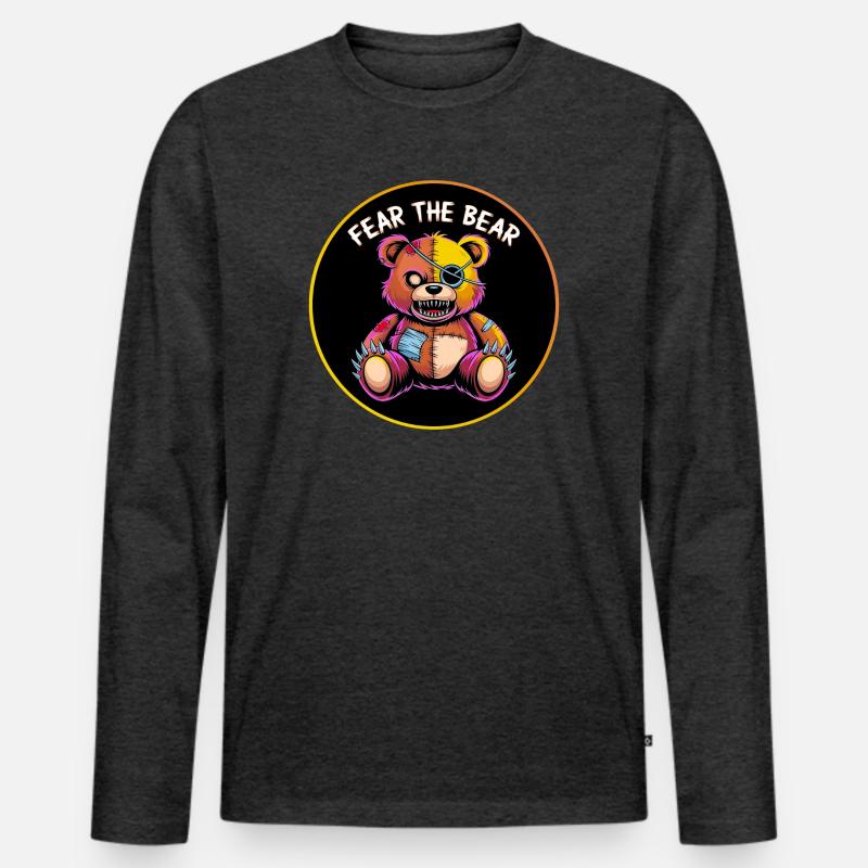 Fear the Bear - Männer Premium Bio Langarmshirt - Anthrazit meliert
