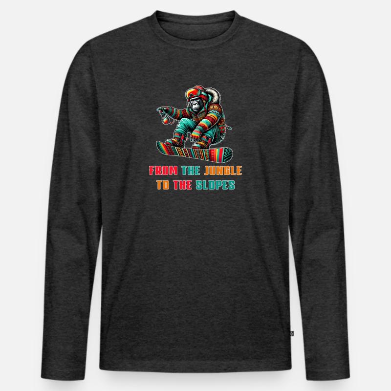Gorilla Snowboard – Design - Männer Premium Bio Langarmshirt - Anthrazit meliert