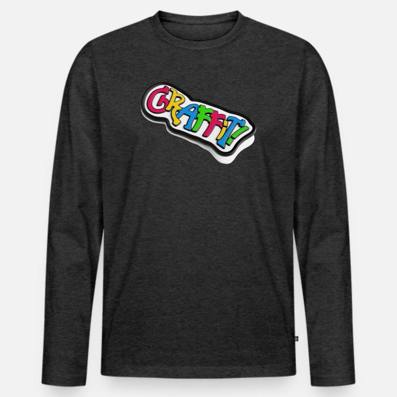 Graffiti Schriftzug 3d Effekt - Männer Premium Bio Langarmshirt - Anthrazit meliert