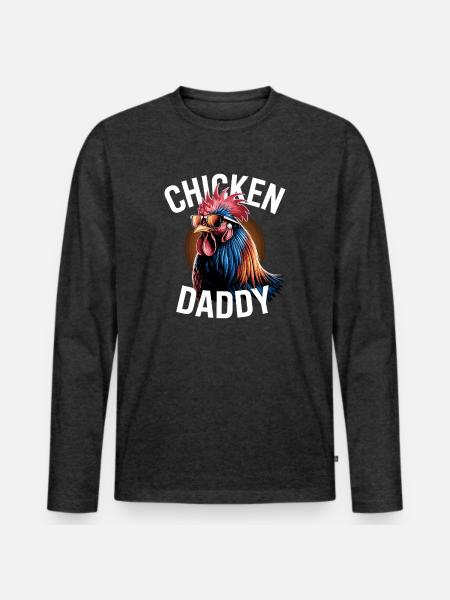 Chicken Daddy Hühner Vatertag Geflügelzüchter Hahn - Männer Premium Bio Langarmshirt - Anthrazit meliert