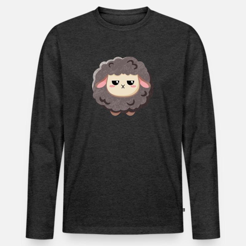 Schwarzes Schaf - grimmig und süß - Männer Premium Bio Langarmshirt - Anthrazit meliert