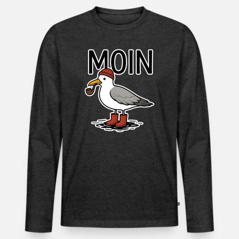 Möwe Moin - Männer Premium Bio Langarmshirt - Anthrazit meliert