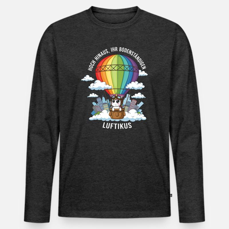 Luftikus-Einhorn - Männer Premium Bio Langarmshirt - Anthrazit meliert
