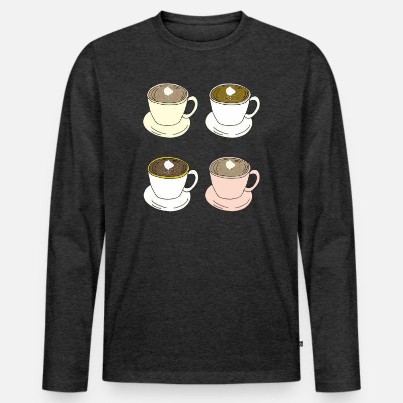 kaffeetassen quartett - Männer Premium Bio Langarmshirt - Anthrazit meliert