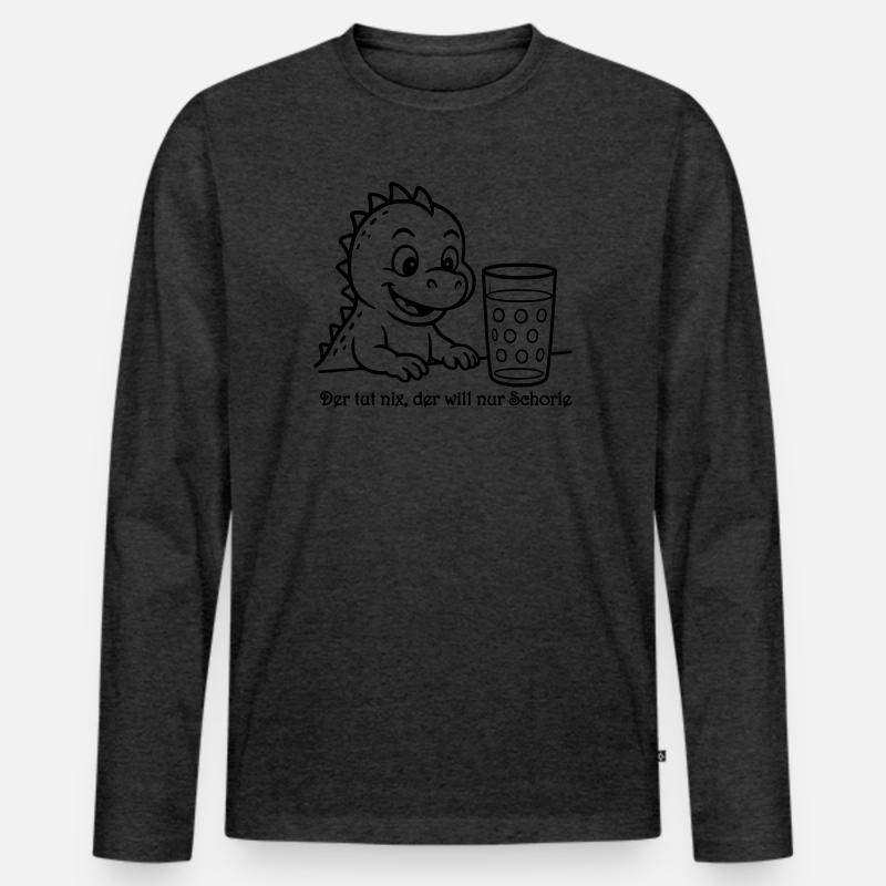 Babydrachen mit Dubbeglas2 - Männer Premium Bio Langarmshirt - Anthrazit meliert