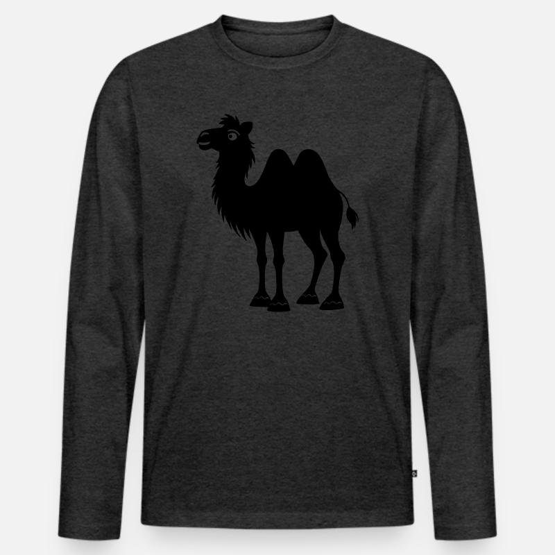 Schatten-Kamel - Männer Premium Bio Langarmshirt - Anthrazit meliert