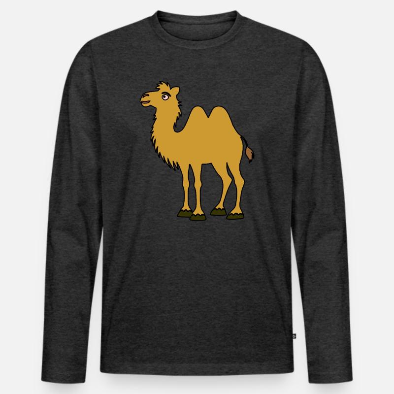 Braunes Kamel mit zwei Höckern - Männer Premium Bio Langarmshirt - Anthrazit meliert