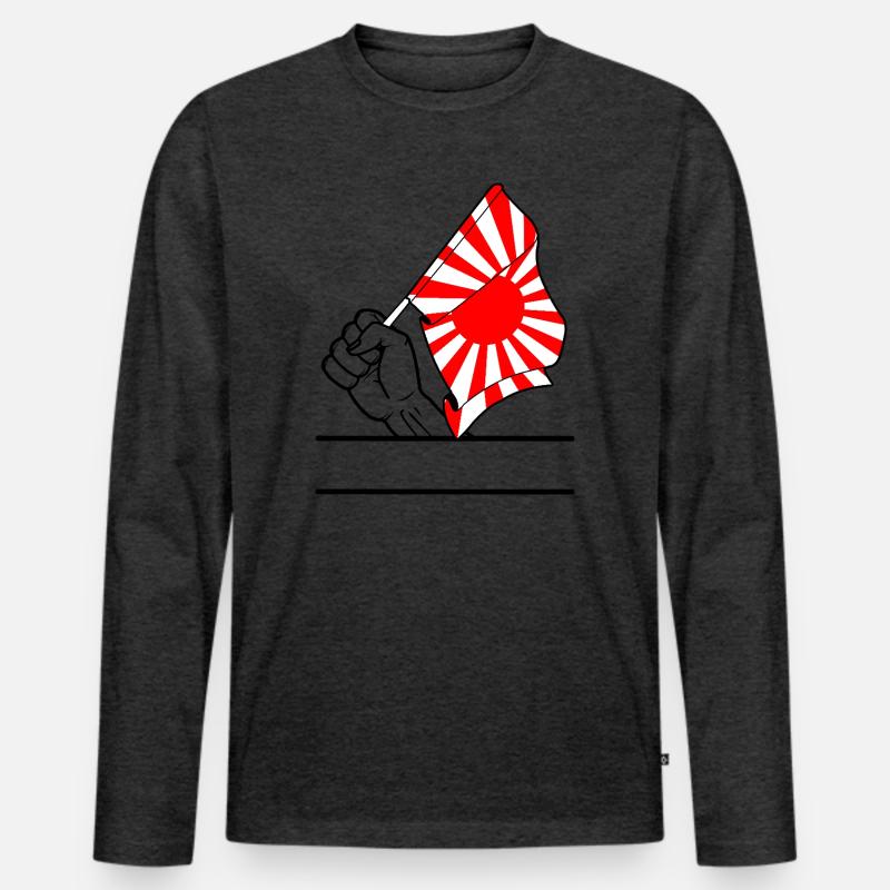 Faust mit aufgehender Sonne Flagge 2 - Männer Premium Bio Langarmshirt - Anthrazit meliert