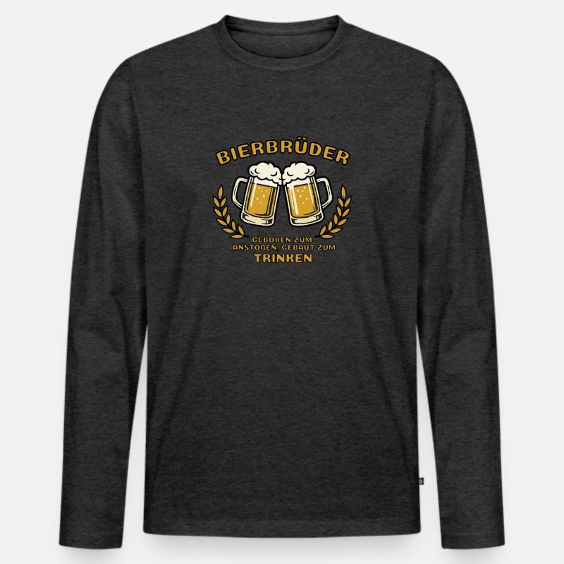 Bierbrüder - Männer Premium Bio Langarmshirt - Anthrazit meliert