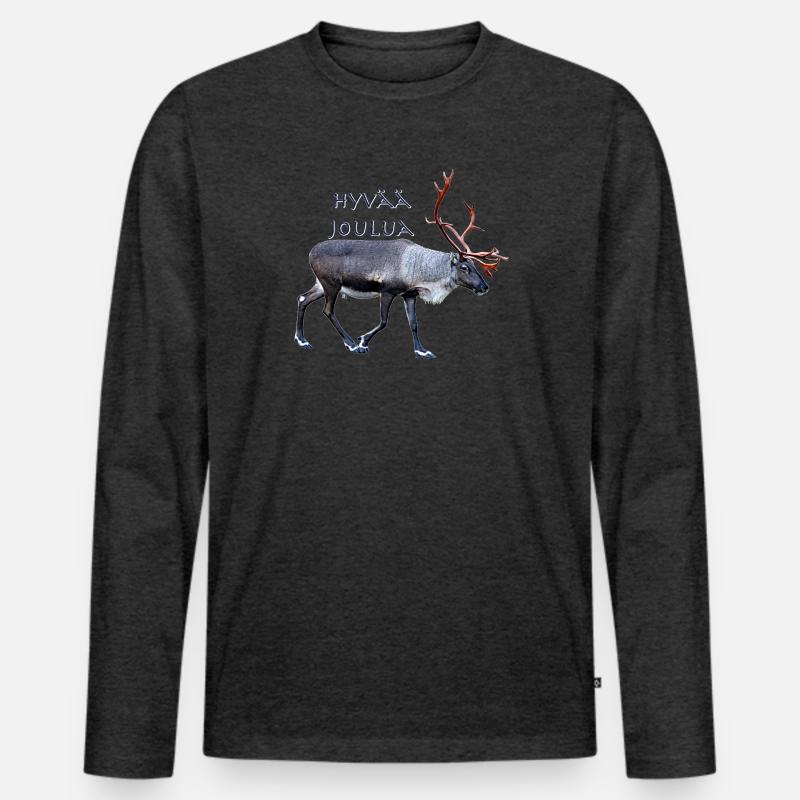 Hyvaa Joulua - Männer Premium Bio Langarmshirt - Anthrazit meliert