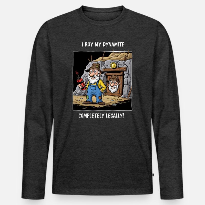 Dynamit-Miner ! - Männer Premium Bio Langarmshirt - Anthrazit meliert