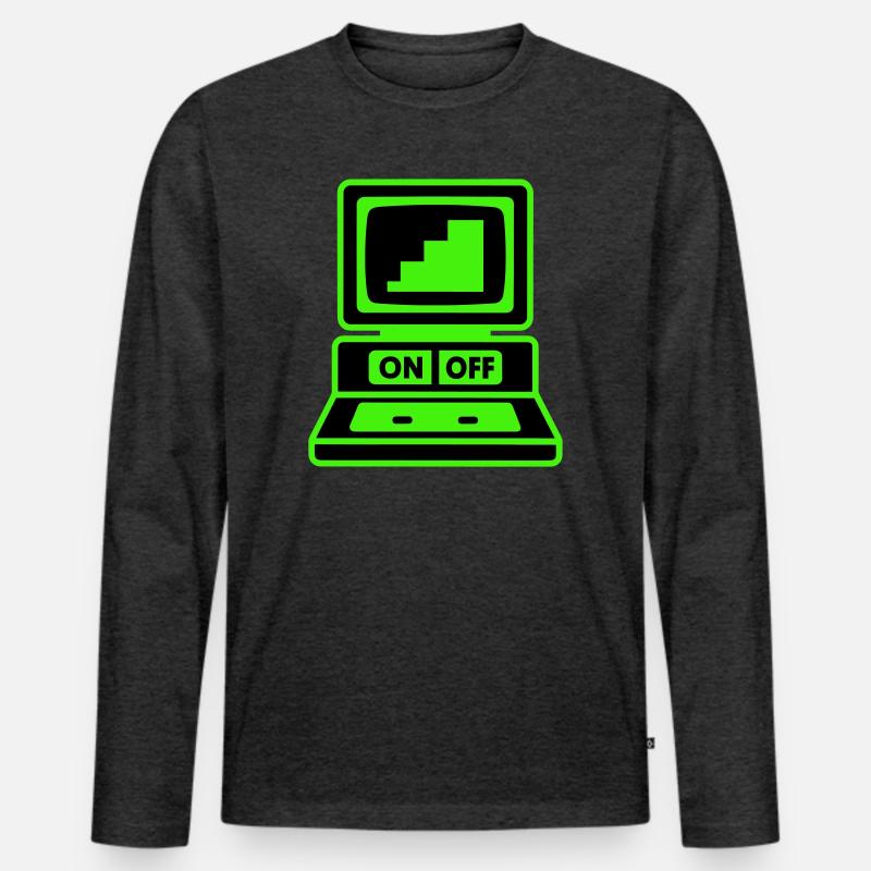 Computer Minimal Pop-Art - Männer Premium Bio Langarmshirt - Anthrazit meliert