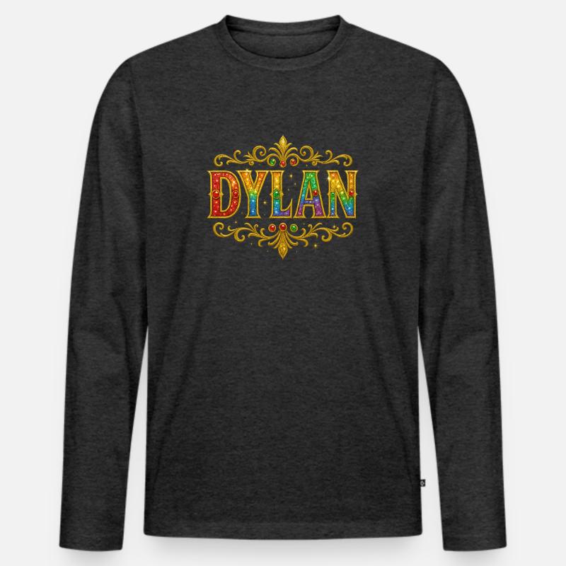 DYLAN Paillettes Glitter Oro - Maglia a manica lunga ecologica premium da uomo - antracite melange