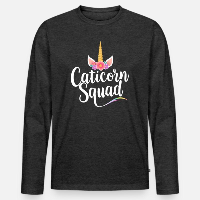 Caticorn Squad - Männer Premium Bio Langarmshirt - Anthrazit meliert