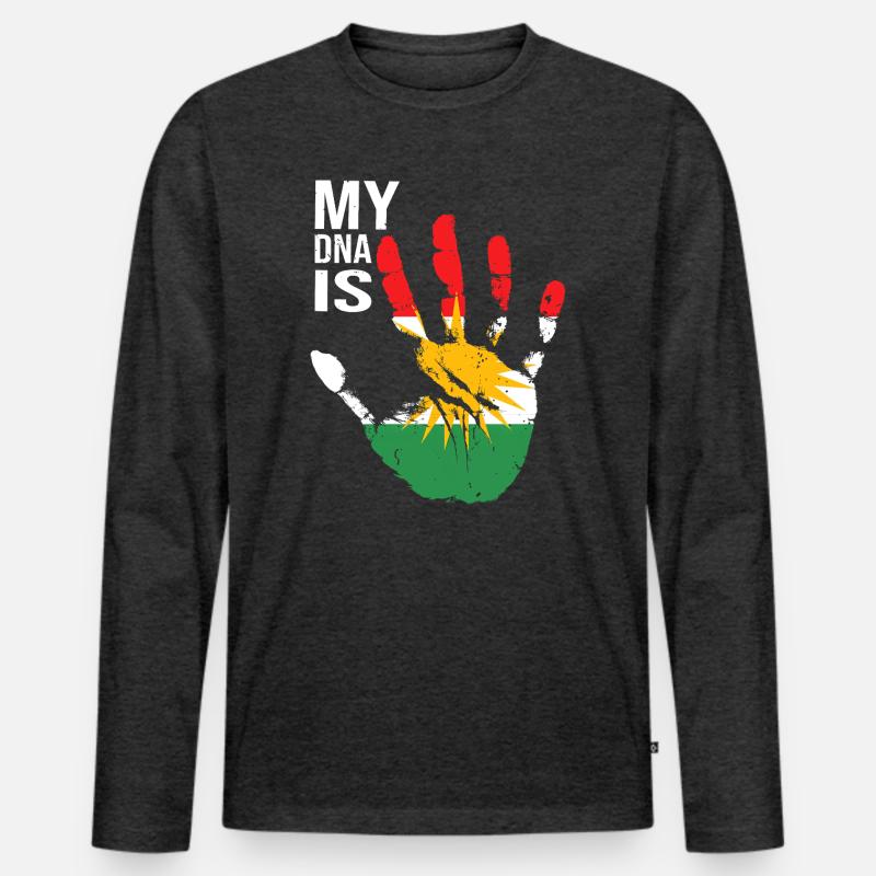 Kurdistan Kurden Handdesign mit Flagge - Männer Premium Bio Langarmshirt - Anthrazit meliert