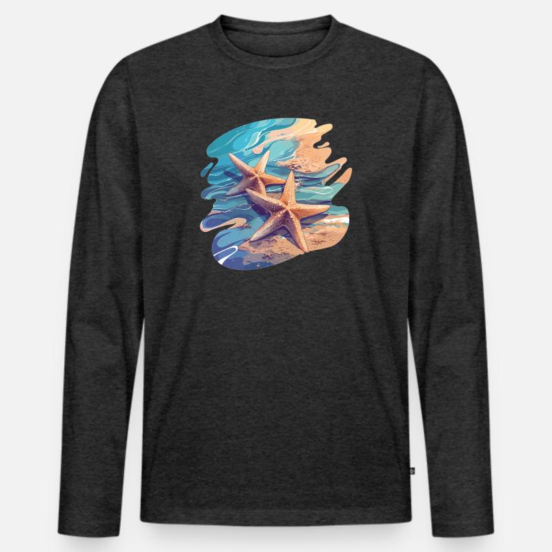 Seesterne Seestern - Männer Premium Bio Langarmshirt - Anthrazit meliert