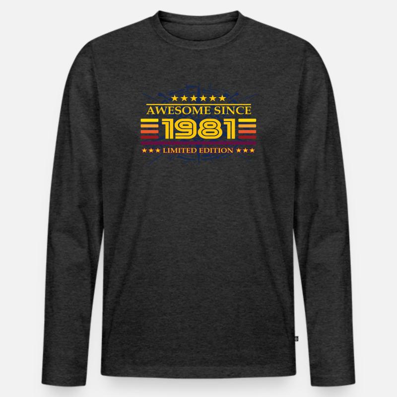 Awesome since 1981 Limited Edition - Männer Premium Bio Langarmshirt - Anthrazit meliert