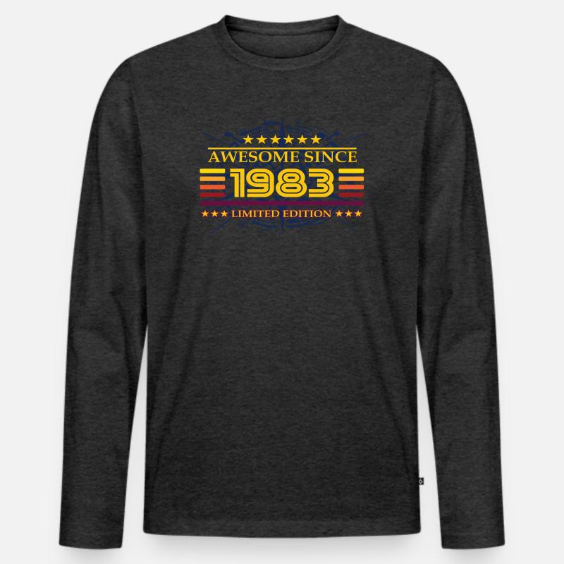 Awesome since 1983 Limited Edition - Männer Premium Bio Langarmshirt - Anthrazit meliert
