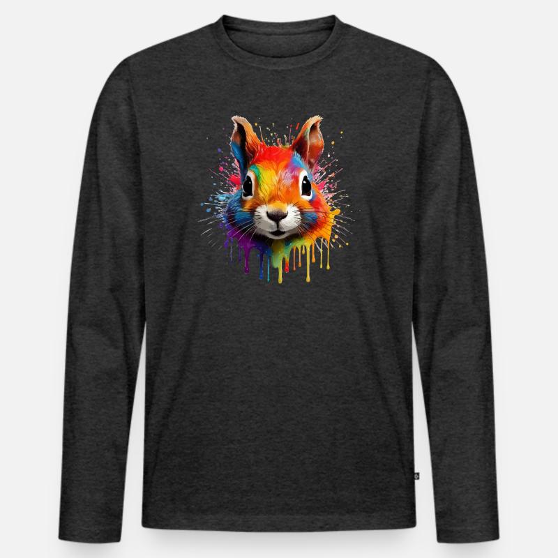 Buntes Eichhörnchen  - Männer Premium Bio Langarmshirt - Anthrazit meliert