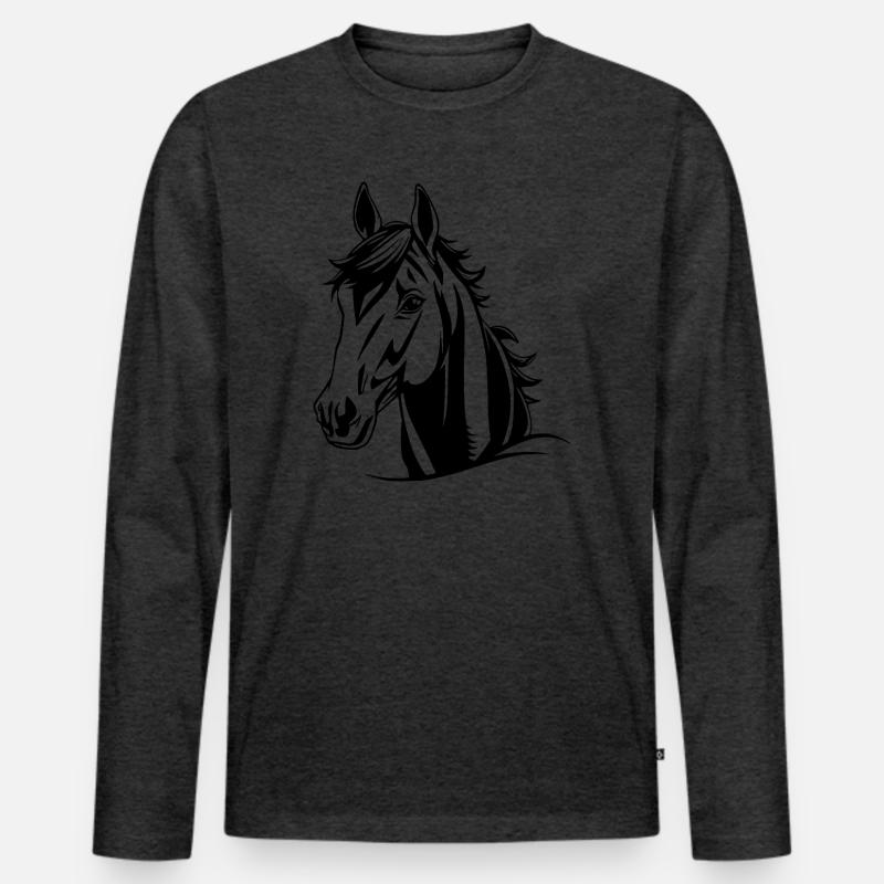 Pferd Pferde Geschenk - Männer Premium Bio Langarmshirt - Anthrazit meliert