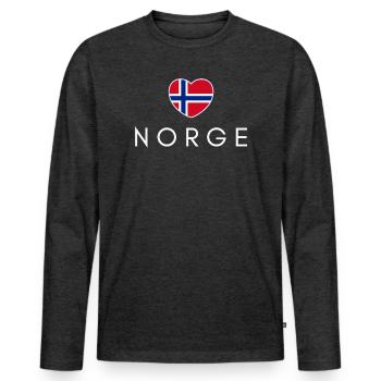 Heart with Norwegian flag, Norwegian pride - Men's Premium Organic Long Sleeve Shirt - heather anthracite - Front - Nico (187cm)