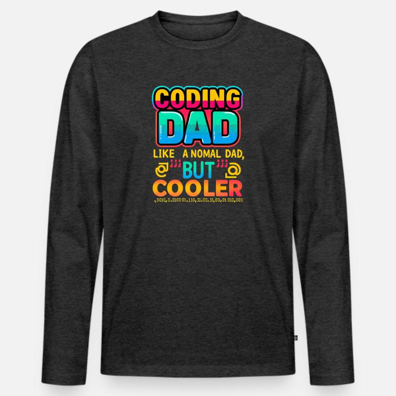 Coding Dad Cooler, Programmer  - Men's Premium Organic Long Sleeve Shirt - heather anthracite