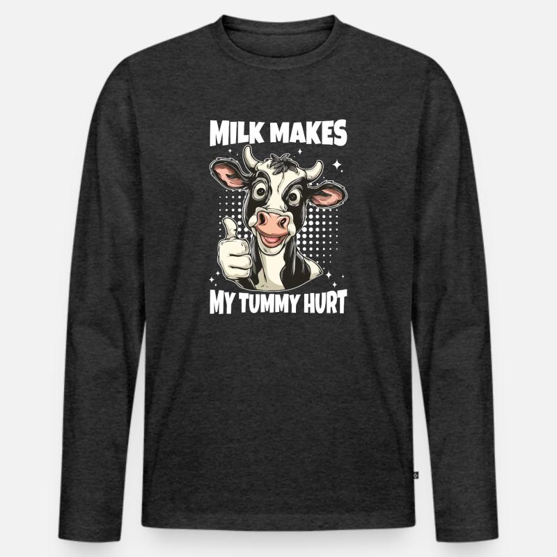 Laktose Intolerant Kuh Spruch - Männer Premium Bio Langarmshirt - Anthrazit meliert
