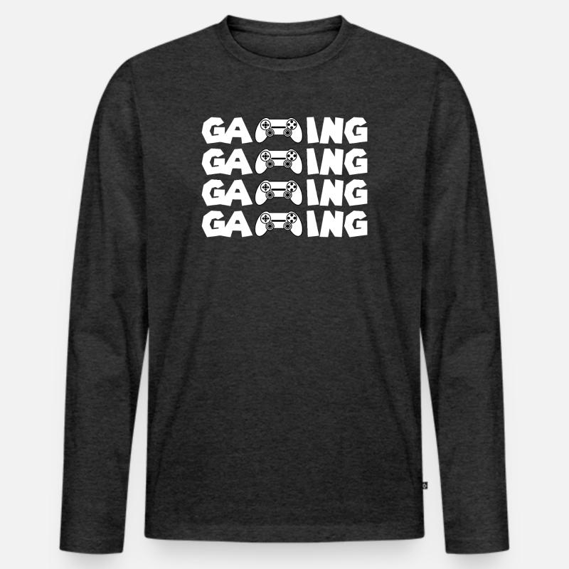 Gaming Glyphs Controller Muster - Männer Premium Bio Langarmshirt - Anthrazit meliert