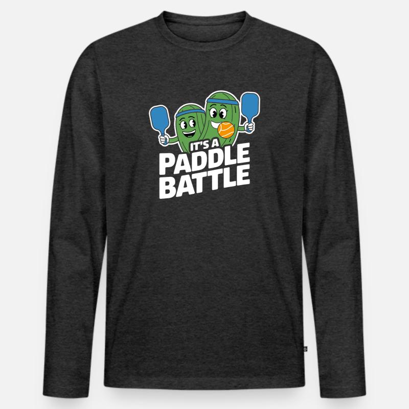 Paddleball Pickleball Geschenk Paddle Battle - Männer Premium Bio Langarmshirt - Anthrazit meliert