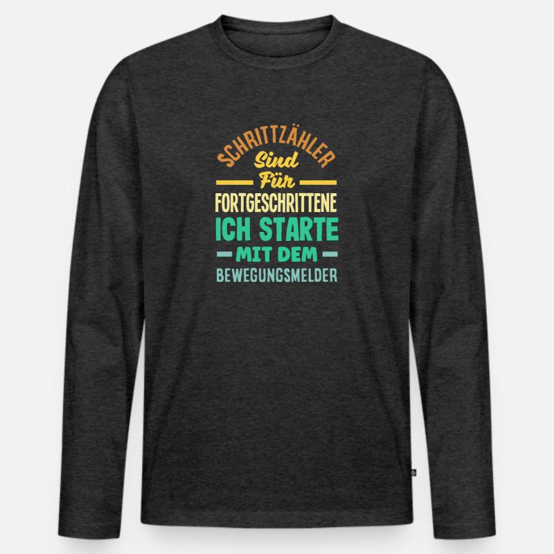 Schrittzähler? Ich nutze den Bewegungsmelder - Männer Premium Bio Langarmshirt - Anthrazit meliert