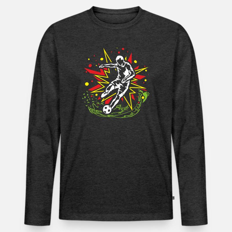 Kicker im ComicBeat - Männer Premium Bio Langarmshirt - Anthrazit meliert
