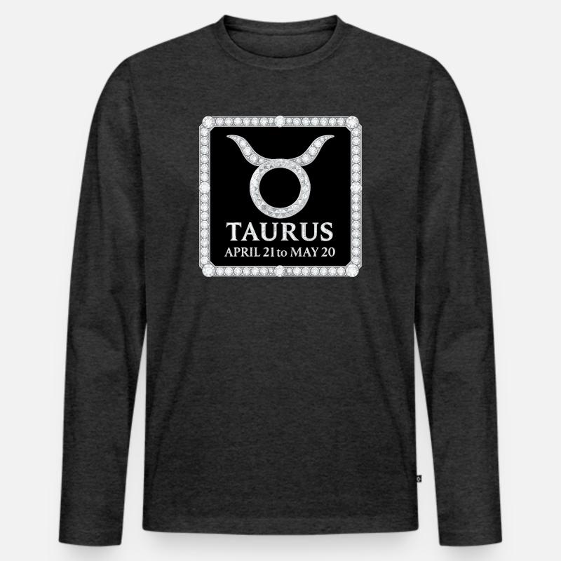 Sternzeichens Stier - Männer Premium Bio Langarmshirt - Anthrazit meliert