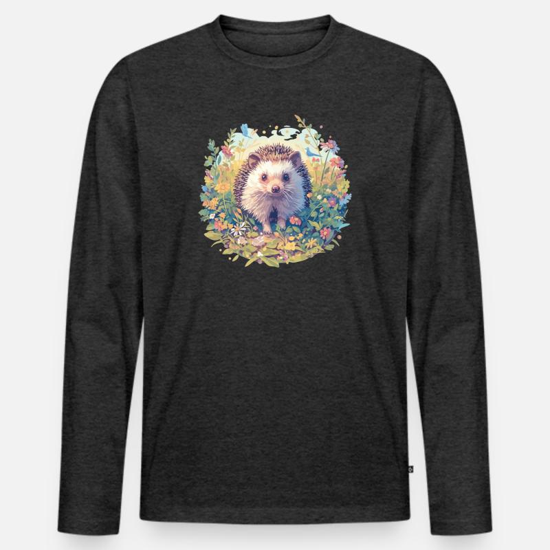 Igel - Männer Premium Bio Langarmshirt - Anthrazit meliert