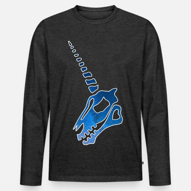Einhornschädel und Sternenhimmel - Männer Premium Bio Langarmshirt - Anthrazit meliert