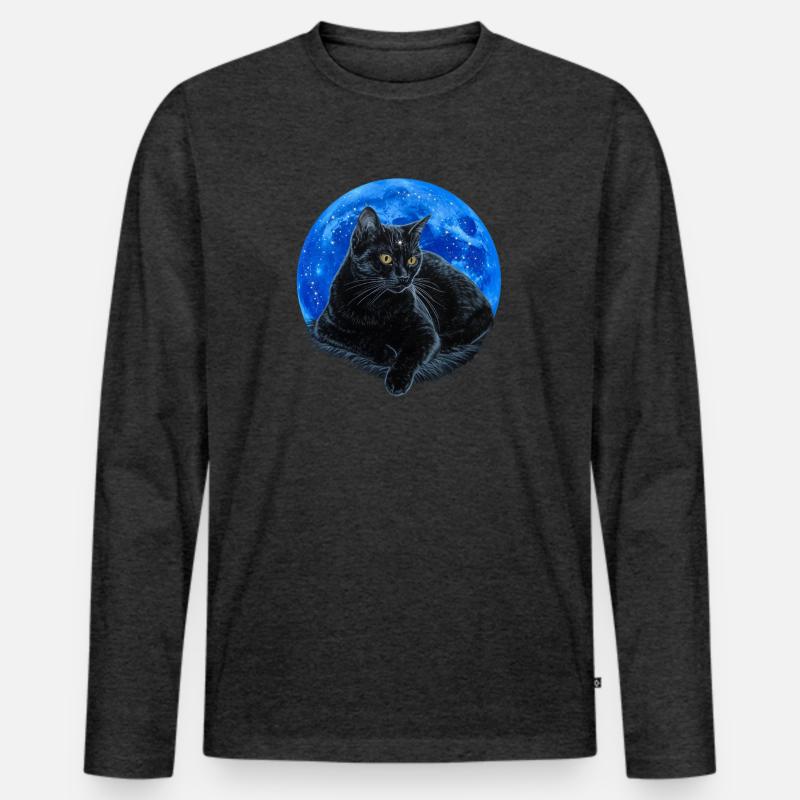 Sternkatze. - Männer Premium Bio Langarmshirt - Anthrazit meliert