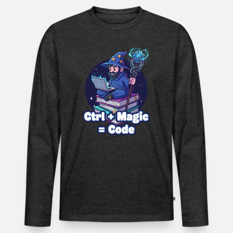 Ctrl Magic Code Zauberer - Männer Premium Bio Langarmshirt - Anthrazit meliert