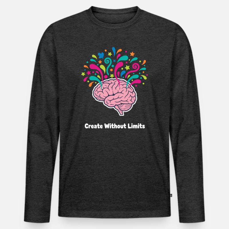 Gedankenfarben Hirn Explosion - Männer Premium Bio Langarmshirt - Anthrazit meliert