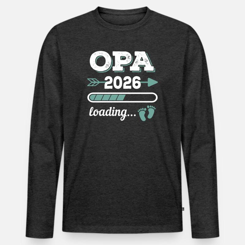 Opa 2026 Loading Werdender Großater Geschenkidee - Männer Premium Bio Langarmshirt - Anthrazit meliert