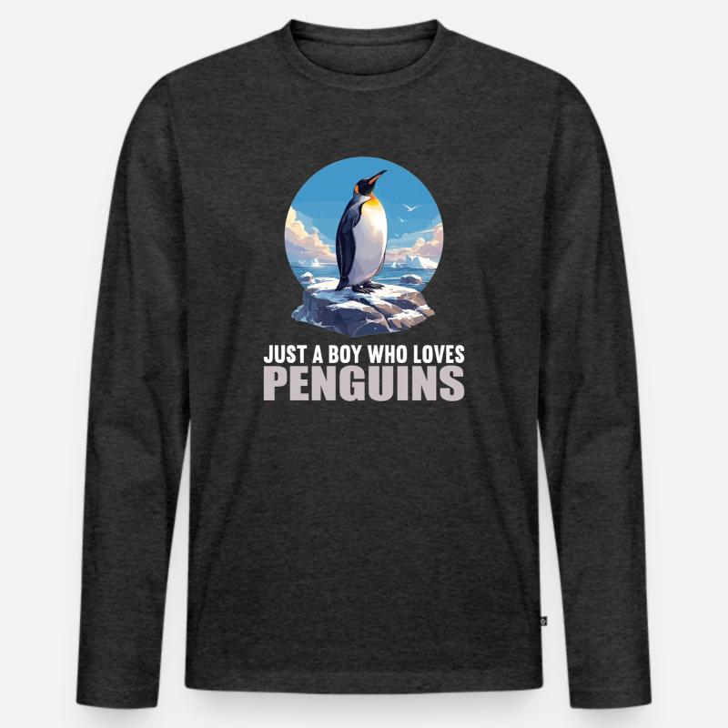 Pinguine Pinguin - Männer Premium Bio Langarmshirt - Anthrazit meliert