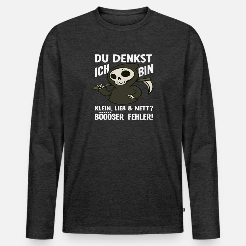 Böser Fehler Kleine Sensenmann - Männer Premium Bio Langarmshirt - Anthrazit meliert