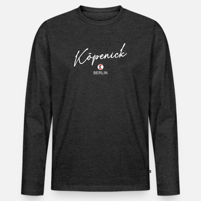 Köpenick - Berlin Flagge - Berliner Bär - Männer Premium Bio Langarmshirt - Anthrazit meliert