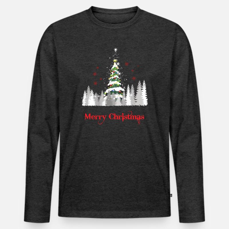 Glitzer Weihnachtsbaum Schnee - Weihnachtsgeschenk - Männer Premium Bio Langarmshirt - Anthrazit meliert