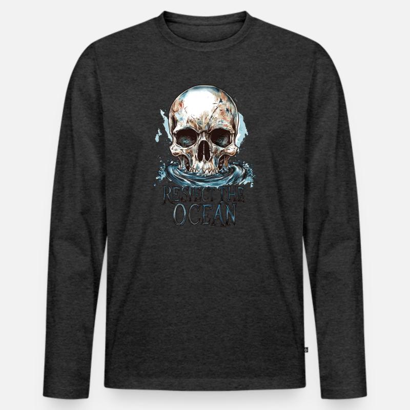 Diver Ocean Respect Dive - Männer Premium Bio Langarmshirt - Anthrazit meliert